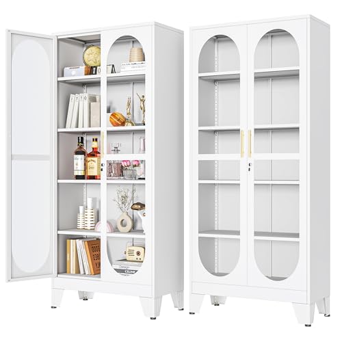 Glass Cabinet Display - 71인치 높이의 잠금장치가 있는 유리문 디스플레이