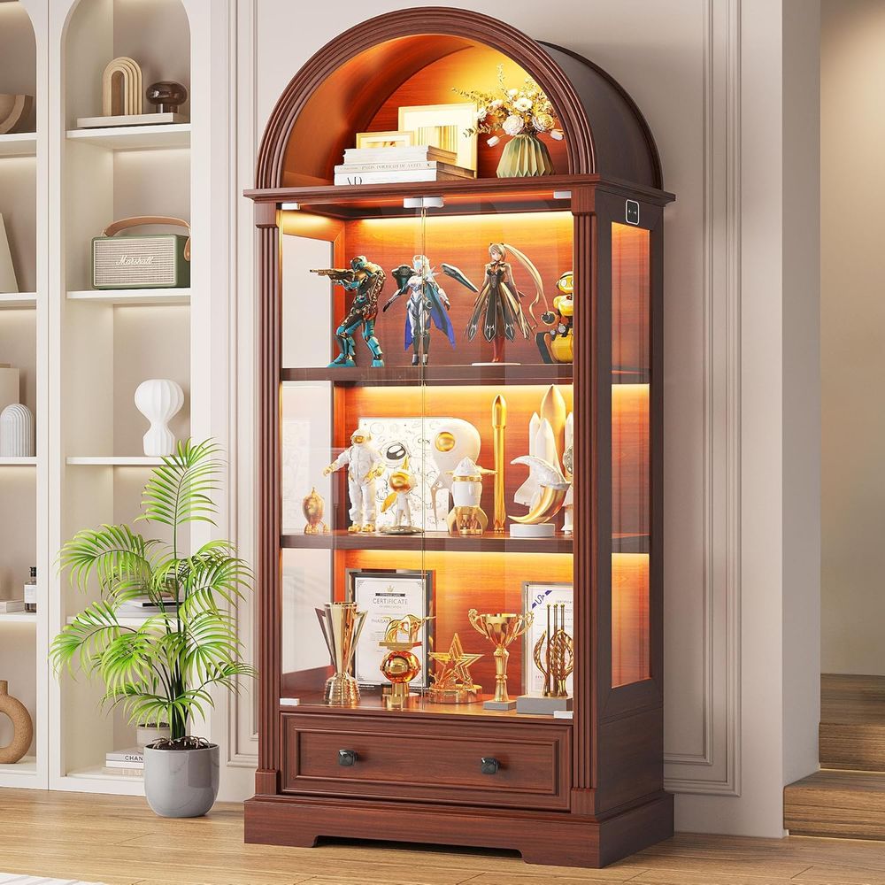 Glass Cabinet Display - 유리 도어와 LED 조명이 있는 과장품