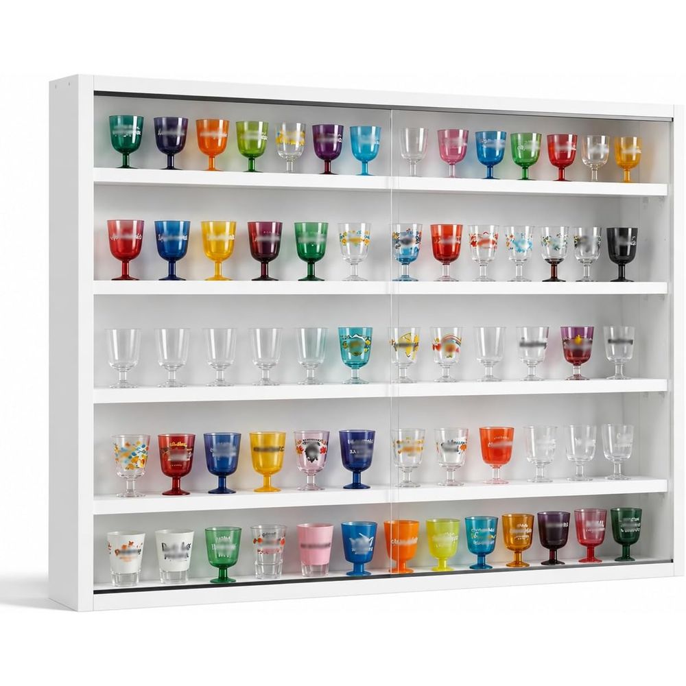 Glass Cabinet Display - 5단 벽걸이형 샷잔 진열장, 유리문 캐비닛,