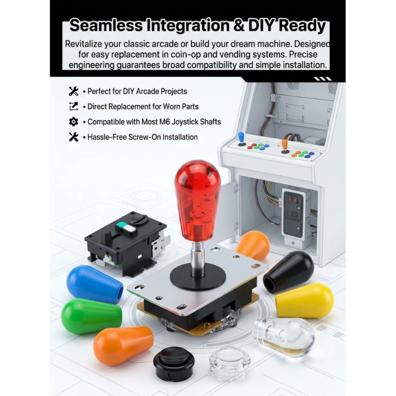 1 PCS M6 조이스틱 조이스틱 용 미국식 볼 헤드  - Joystick Arcade Parts 리뷰 및 가격