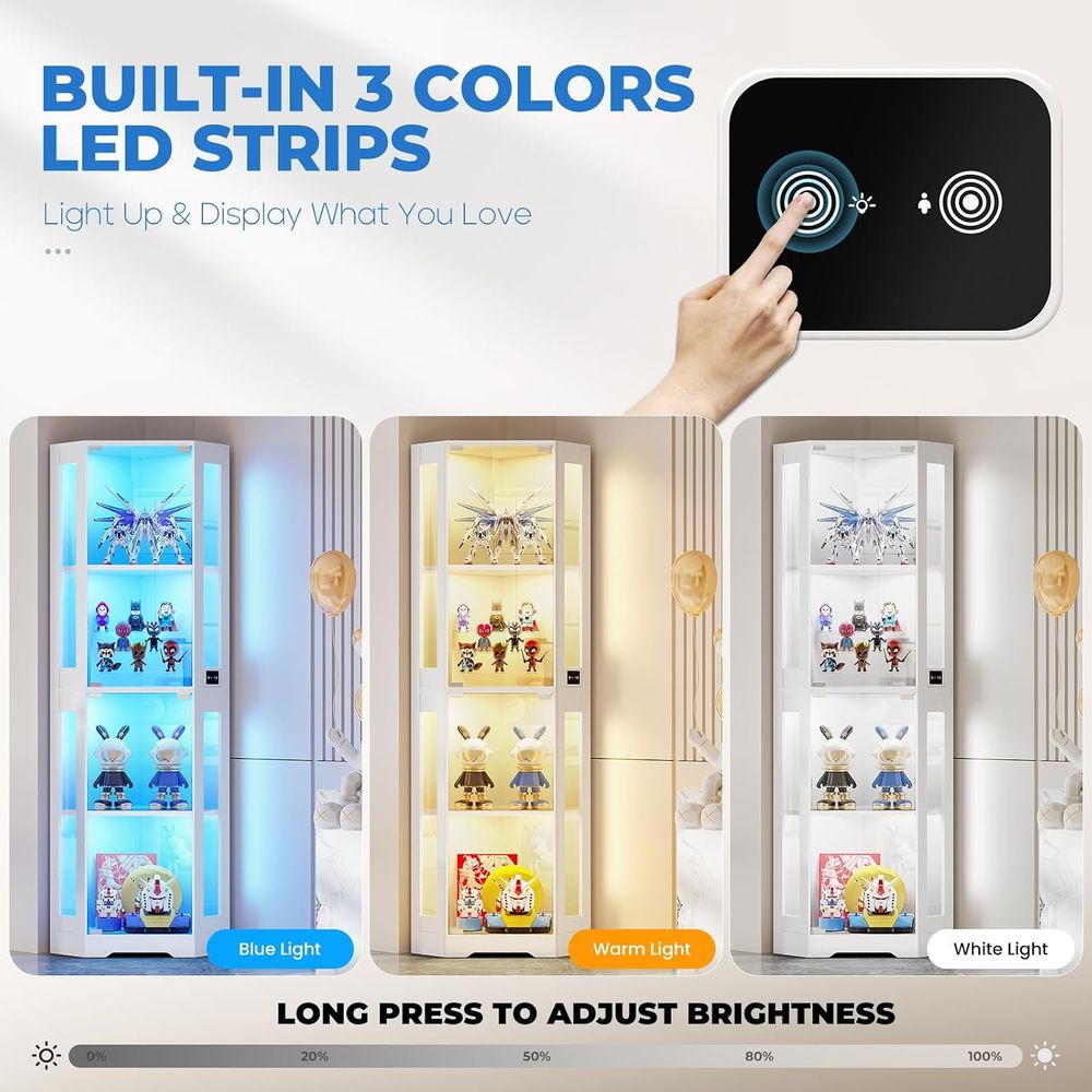 65인치 LED 조명이 있는 유리 진열장, 유리 도어와 - Glass Cabinet Display 리뷰 및 가격