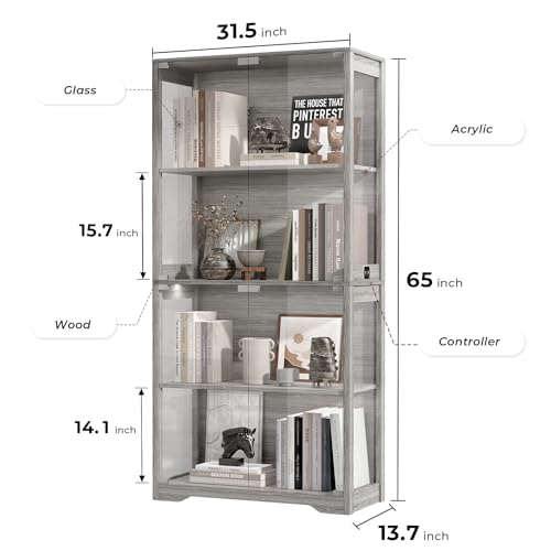 유리문이 있는 디스플레이 캐비닛, 4단 디스플레이 케이 - Glass Cabinet Display 리뷰 및 가격