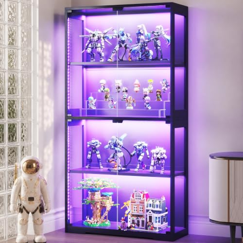 유리문과 RGB LED 조명이 있는 진열장, 유리 진열 - Glass Cabinet Display 리뷰 및 가격