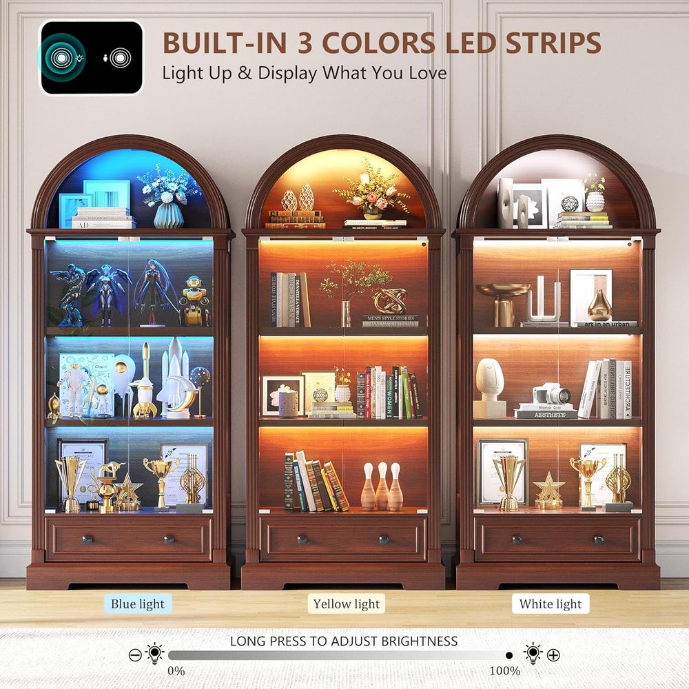 유리 도어와 LED 조명이 있는 과장품 진열장 |    - Glass Cabinet Display 리뷰 및 가격