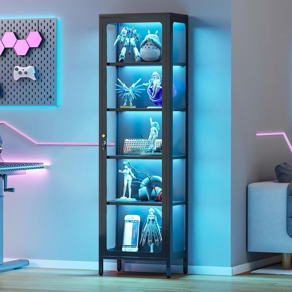 69개의 유리 진열장(잠금장치 및 13색 LED 조명  - Glass Cabinet Display 리뷰 및 가격