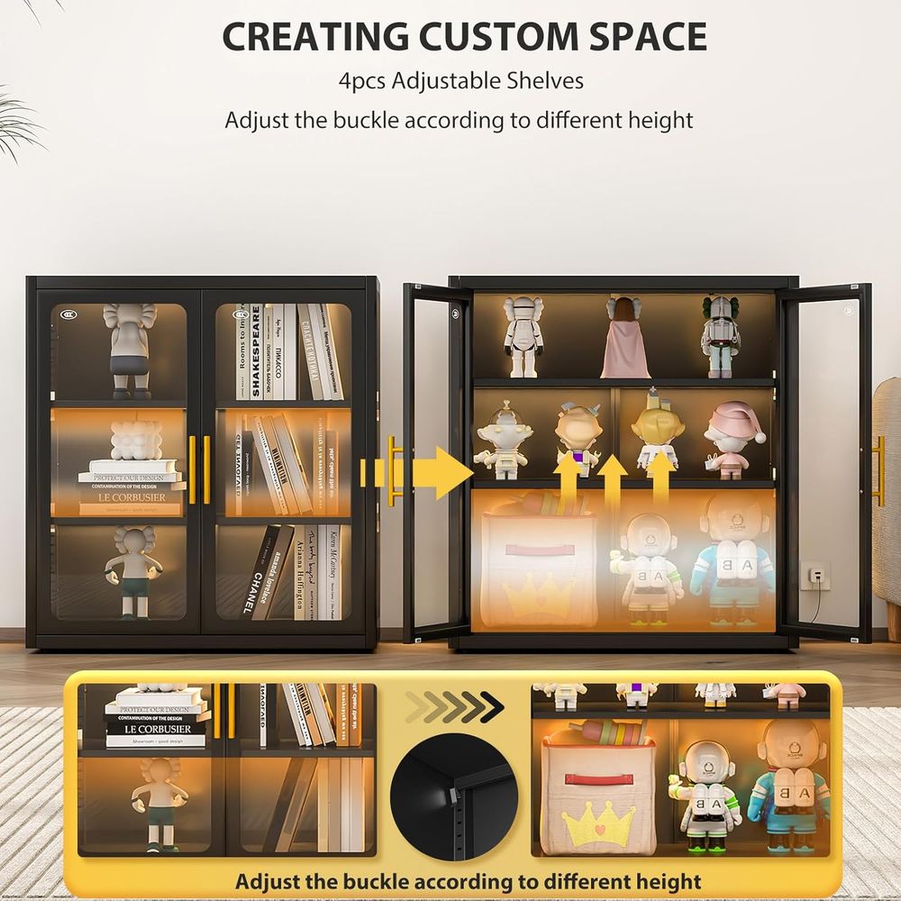 34인치 높이의 유리 도어 진열장 (조절 가능한 선반  - Glass Cabinet Display 리뷰 및 가격